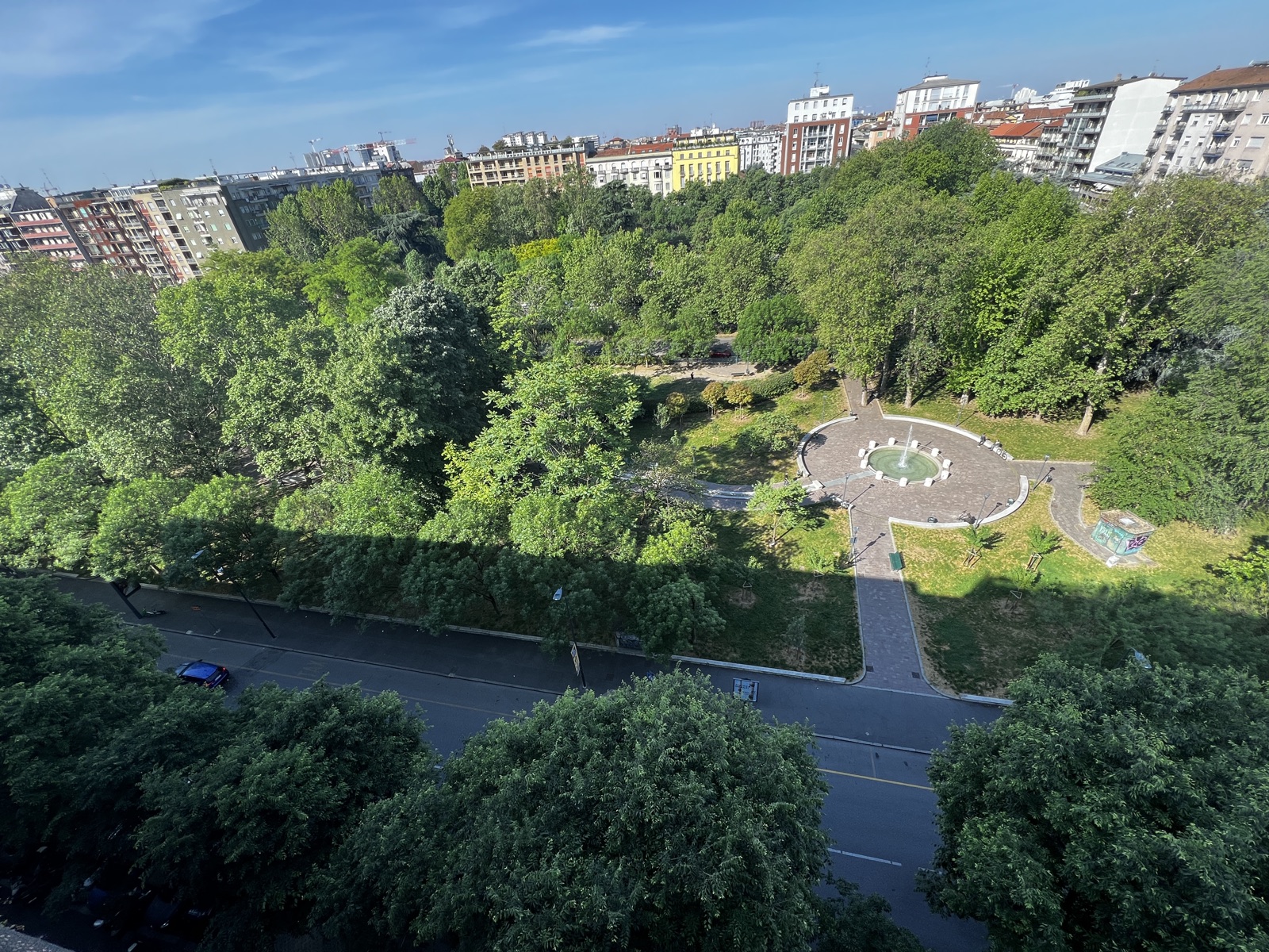 Bosco Navigli and Piazza Napoli area in Milan with trees, quiet streets and open park space near La Galleria Milano